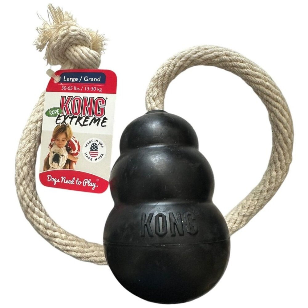 KONG Extreme on Rope Fetch Tug‎ Durable Dog Toy Heavy Chewer Power Chewers NEW